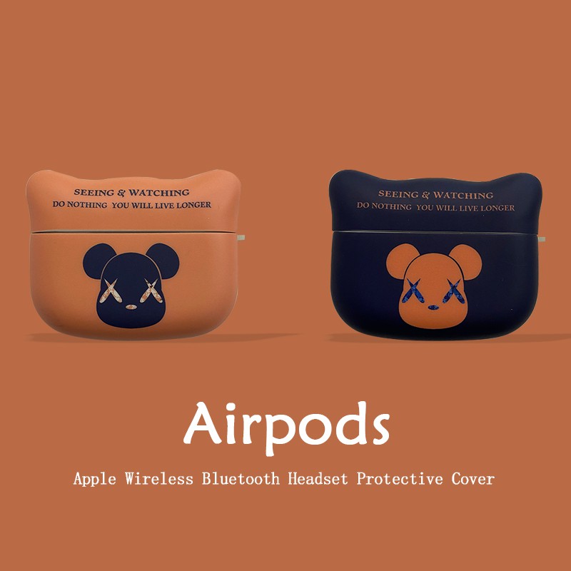 Vỏ Bảo Vệ Hộp Đựng Tai Nghe Airpods Pro 3 Hình Đầu Gấu / Mèo Đáng Yêu