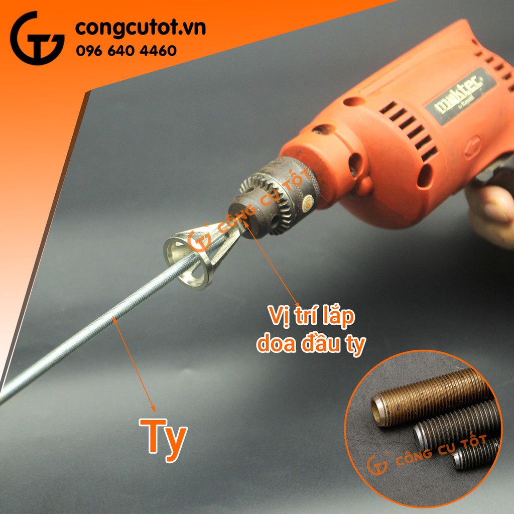 Doa đầu ty ren - đầu gọt ma via bu lông
