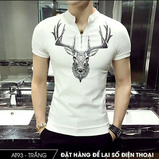 Áo thun nam trắng body in hình