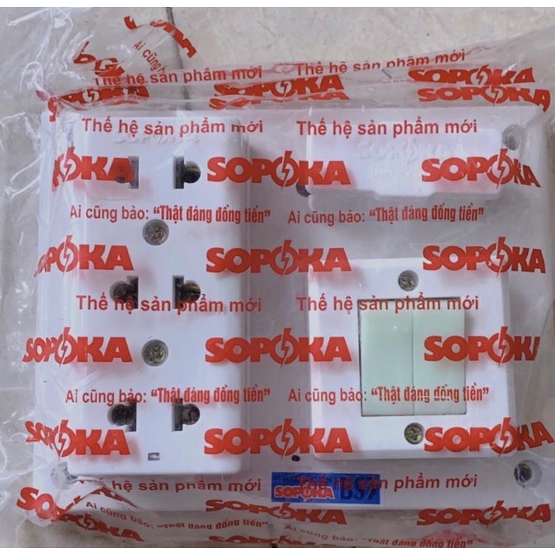 Bảng điện Sopoka 3 ổ 2 công tắc 250V giá rẻ