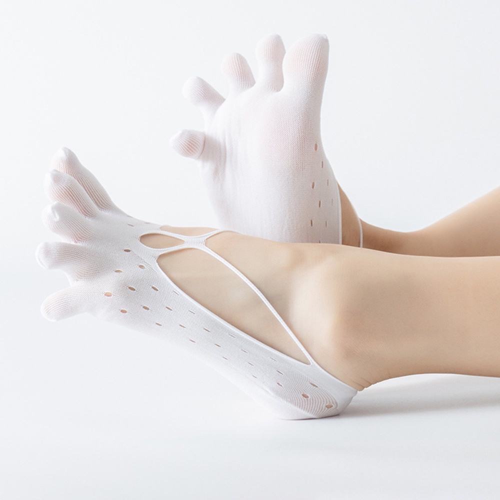 Vớ xỏ 5 ngón chân chống trượt bằng lụa ngắn thoáng khí có lưới trên bề mặt vui nhộn nhiều màu
