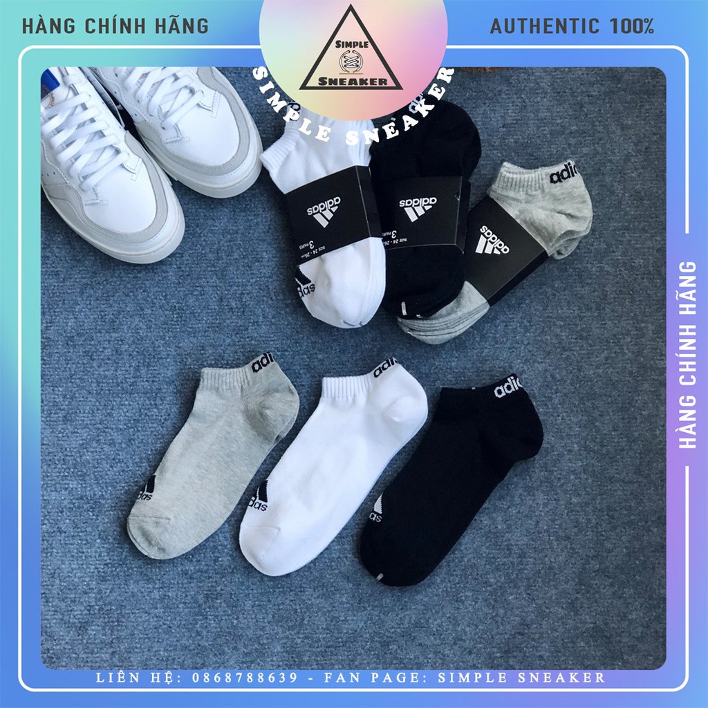 Vớ Lười Adidas ️💙FREESHIP️💙 Tất Tất Nam Nữ Unisex Chính Hãng - Chất Dày Dặn Cao Cấp Chống Hôi Chân - Đen Trắng Xám