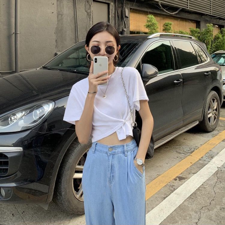 Áo Thun Lửng Tay Ngắn Thời Trang Dành Cho Nữ