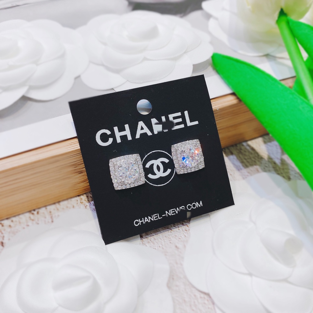 Bông tai xi bạch kim đá loại 1 thời trang cao cấp dành cho nữ MS0055