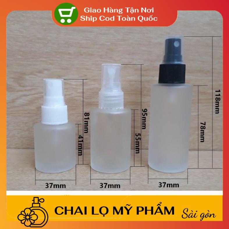 Chai Xịt Phun Sương ❤ SIÊU RẺ ❤ Chai Thủy tinh mờ Vai ngang Xịt phun sương 20ml,30ml,50ml chiết mỹ phẩm