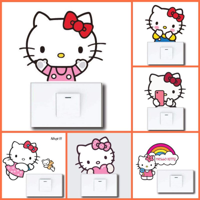 2 hình decal dán ổ điện Hello Kitty xinh xắn.