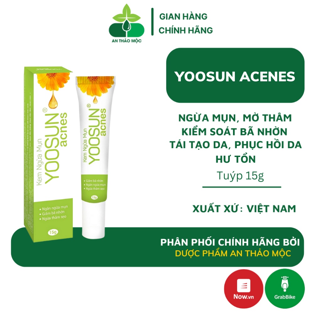 Kem Yoosun Acnes ngừa mụn giảm thâm nhanh kiểm soát bã nhờn phục hồi vùng da hư tổn tuýp 15g