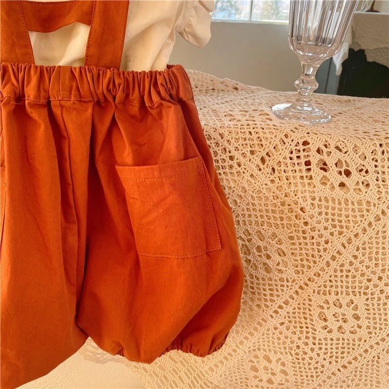 Bộ Trang Phục Hai Mảnh Gồm Áo Tay Ngắn Và Quần Short Bằng Cotton Phong Cách Hàn Quốc Hàng Mới Dành Cho Bé Gái 2022