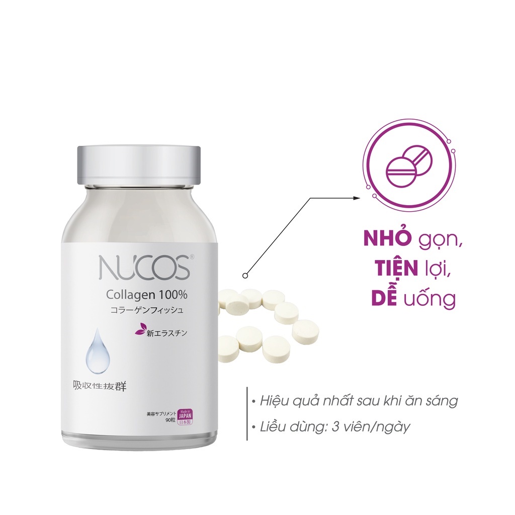 Collagen đẹp da dưỡng ẩm Nucos collagen 100% 90 viên