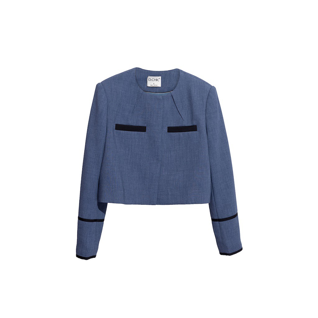 Áo vest D.CHIC cổ tròn phối túi+tay 160356