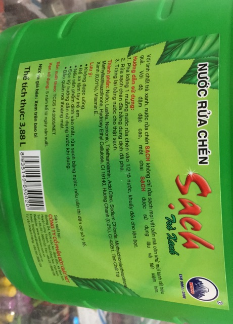 Nước rửa chén SẠCH trà xanh can 4kg