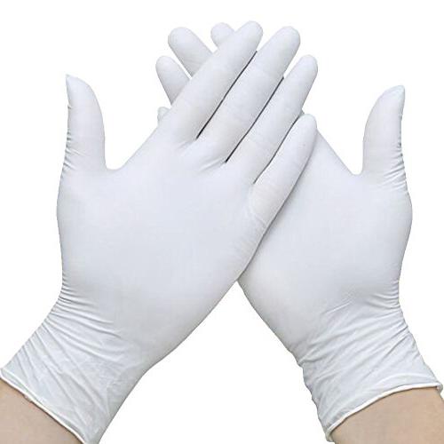 Găng tay cao su Nitrile không bột hộp 50 cái xanh blue - trắng white