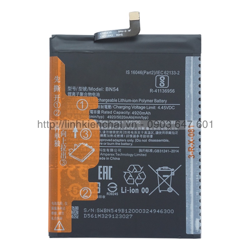 Pin Xiaomi Redmi Note 9 M2003J15SG (BN54) 5020mAh Zin - Hàng nhập Khẩu
