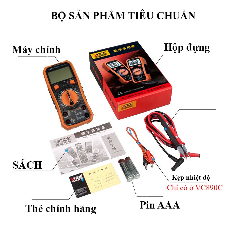 Đồng hồ vạn năng đo điện VICTOR VC890C+ VC890D VOM Digital Multimeter