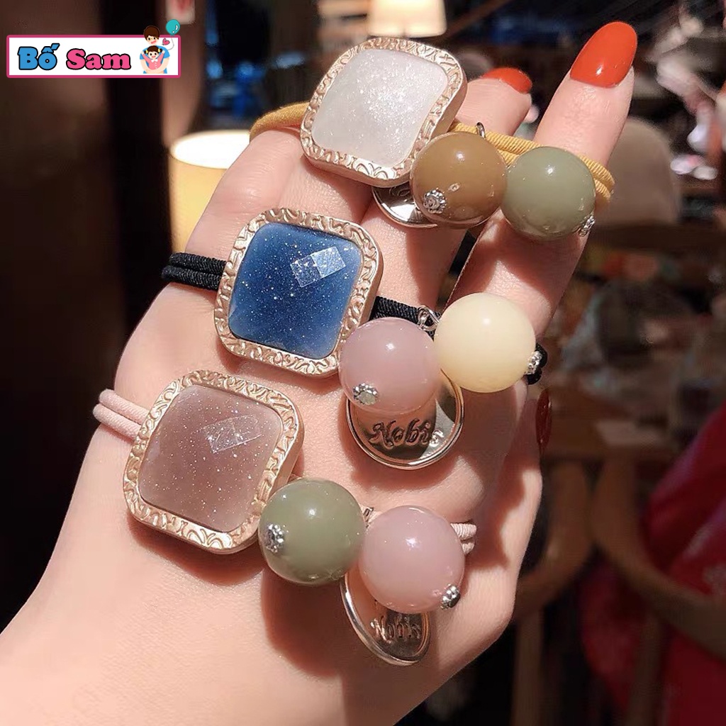 Dây buộc tóc đính đá vuông phong cách Hàn Quốc thời trang cho nữ Shop Bố Sam