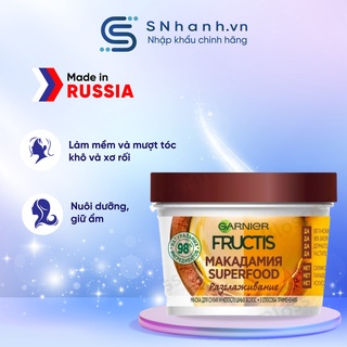Ủ tóc Macadamia 3in1 dành cho tóc khô và xơ rối Garnier Fructis Smoothing Hair Mask Superfood Macadamia, 390ml
