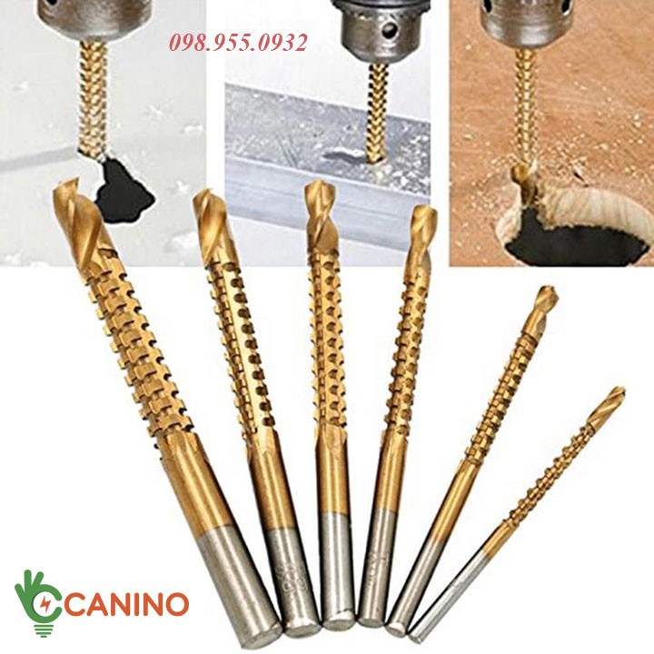Bộ 6 mũi khoan rãnh, mũi khoan tạo hình 3-8mm chất thép hss cao cấp để cắt các đường từ mảnh đến dày
