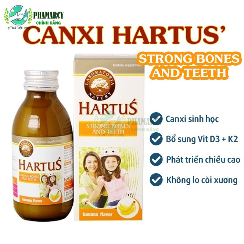 Canxi Hartus cho bé date 2025, thêm D3 và Vitamin K2, siro Hatus cho trẻ 4, 6 tháng 1 tuổi tăng chiều cao