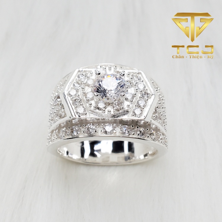 Nhẫn nam bạc ý 925 thiết kế mặt full đá cực sáng RM0164 Trang sức Toàn Cầu TCJ