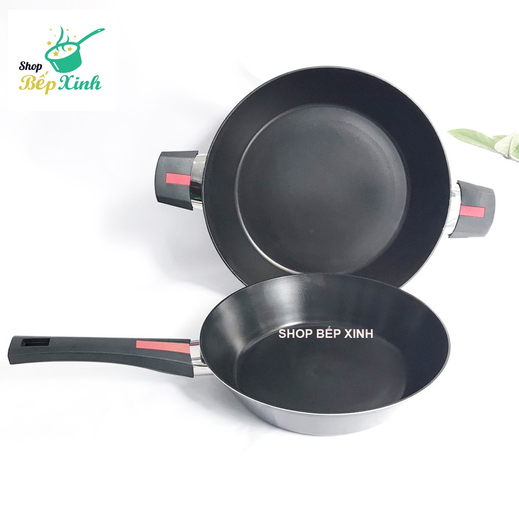 Chảo chống dính bếp từ size18,22,26,30 Pháp Kimscook - Pealla , đúc nguyên khối, phủ ceramic cao cấp,tặng 1 sạn dừa