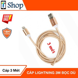 Cáp Sạc Iphone 3m bọc dù giá rẻ