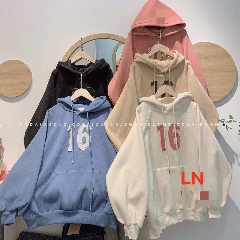 Áo hoodie số 16 to ép nổi LN11