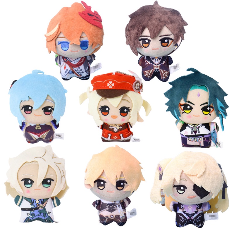 Móc Khóa Búp Bê Nhồi Bông Mini 10CM Genshin Vaglia Zhong Li Xiao Klee Albedo Ganyu Fischl