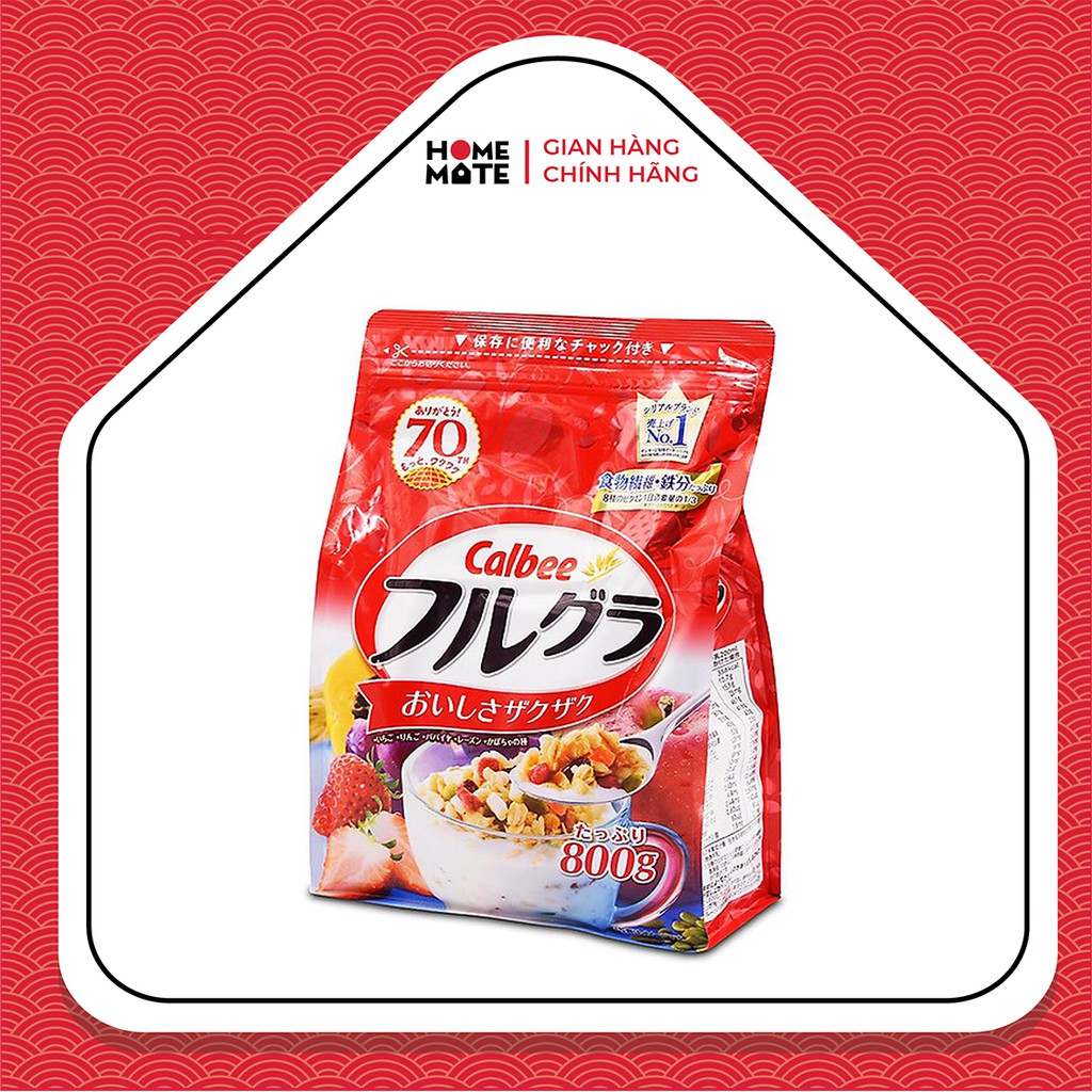 NGŨ CỐC SẤY KHÔ CALBEE ĐỎ 800G