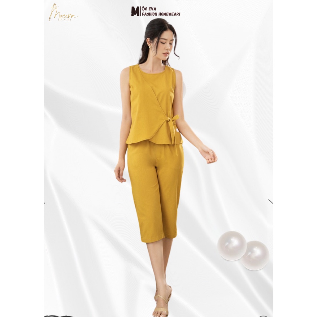 Đồ bộ mặc nhà nữ,áo sát nách quần lửng mùa hè dòng cao cấp thương hiệu MỘC EVA MSSP: T322205