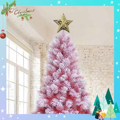 Cây thông noel phủ tuyết 2m4 cước màu đỏ  – cây tự động trang trí giáng sinh nhà thờ, phòng khách kèm ngôi sao đỉnh