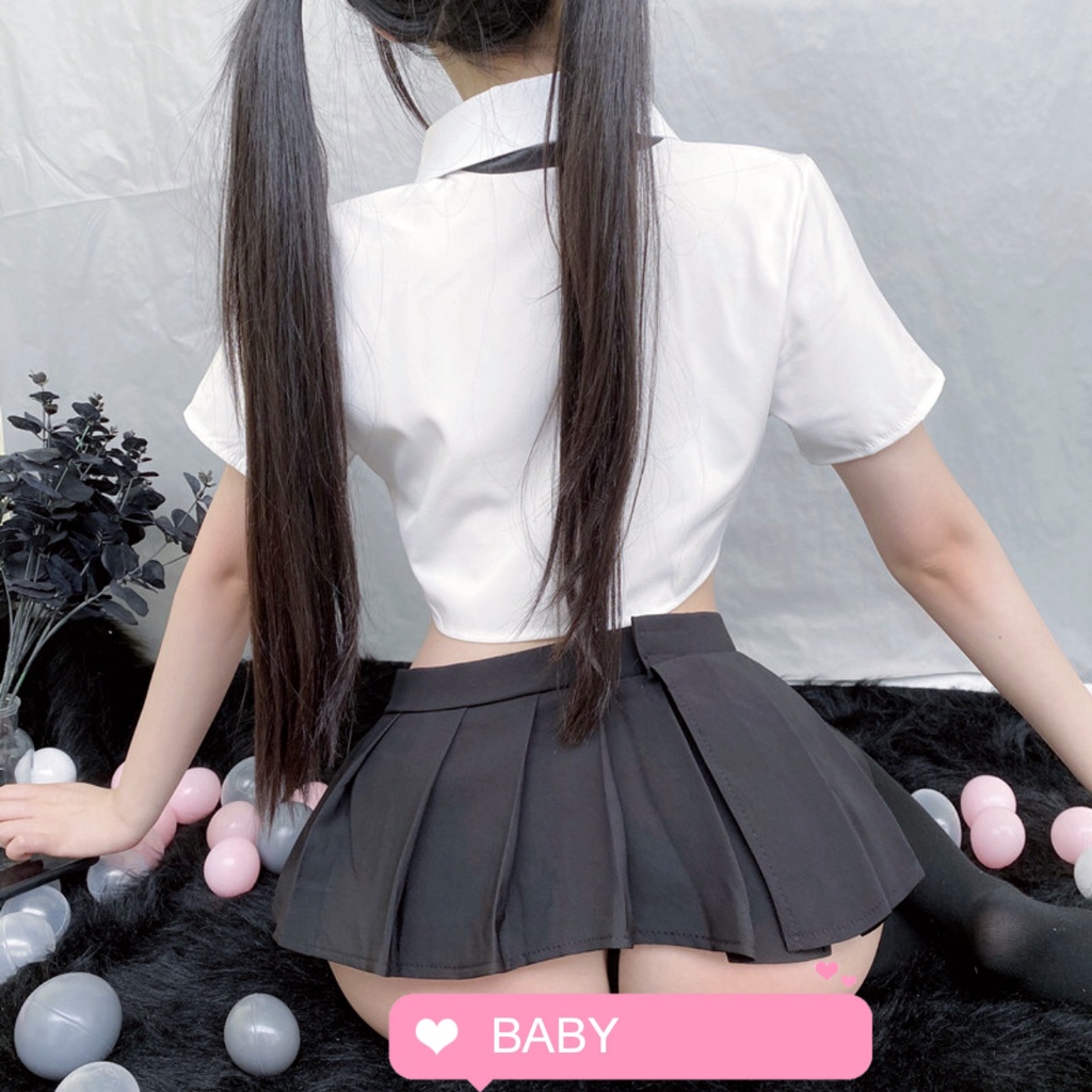 [ Hàng Đẹp] Set Đồ Ngủ Sơ Mi Cosplay Cô Học Sinh Dễ Thương Quyến Rũ Sexy Gợi Cảm Mainia Shop C80