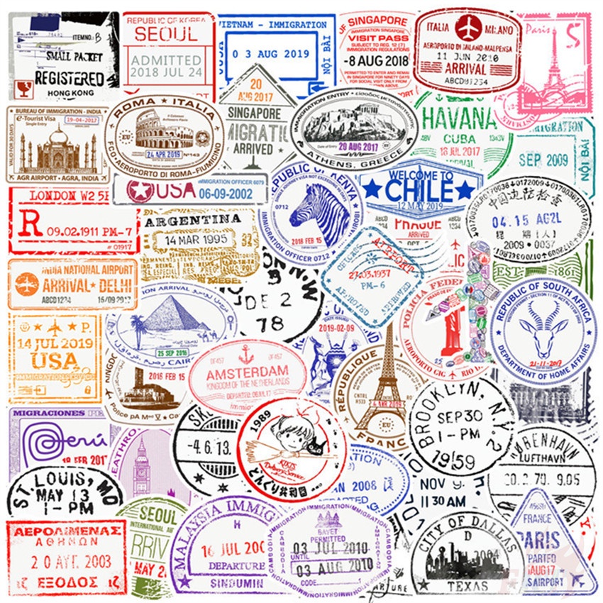 100Pcs/Set ❉ Retro Vintage Stamps . Transparent Stickers ❉ DIY Fashion Waterproof Decals Doodle Stickers