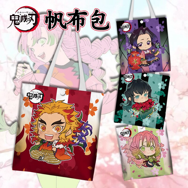 Túi Xách Tote In Hình Anime Demon Slayer Kochou Shinobu Rengoku Kyoujurou Tokitou Muichirou