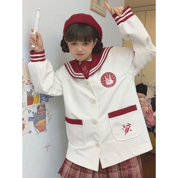 [sankousan] Áo khoác đồng phục JK thỏ thiêu kiểu y tá phong cách Mori hàng brand | BigBuy360 - bigbuy360.vn