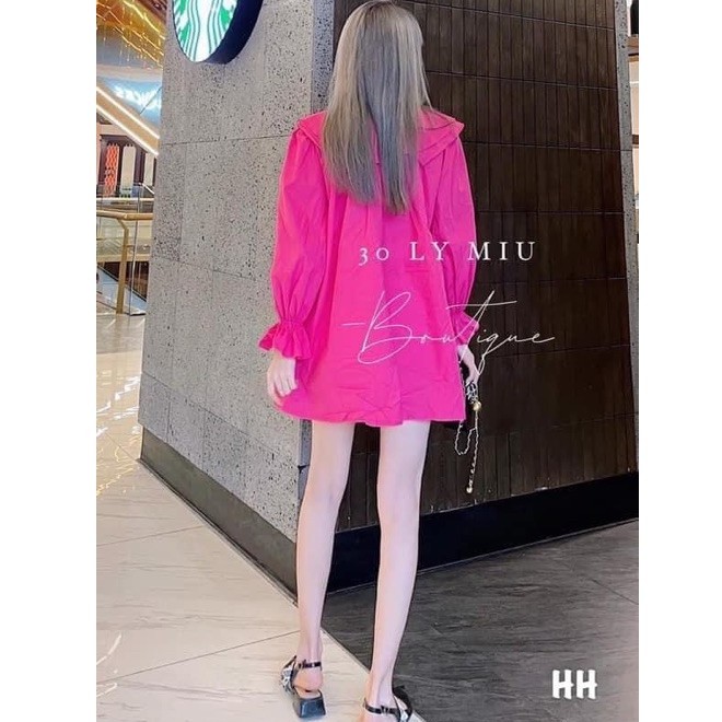 Áo sơ mi phối bèo tiểu thư dáng thụng rộng 2 màu siêu xinh, Áo váy nữ phong cách trẻ trung năng động hàng đẹp | BigBuy360 - bigbuy360.vn