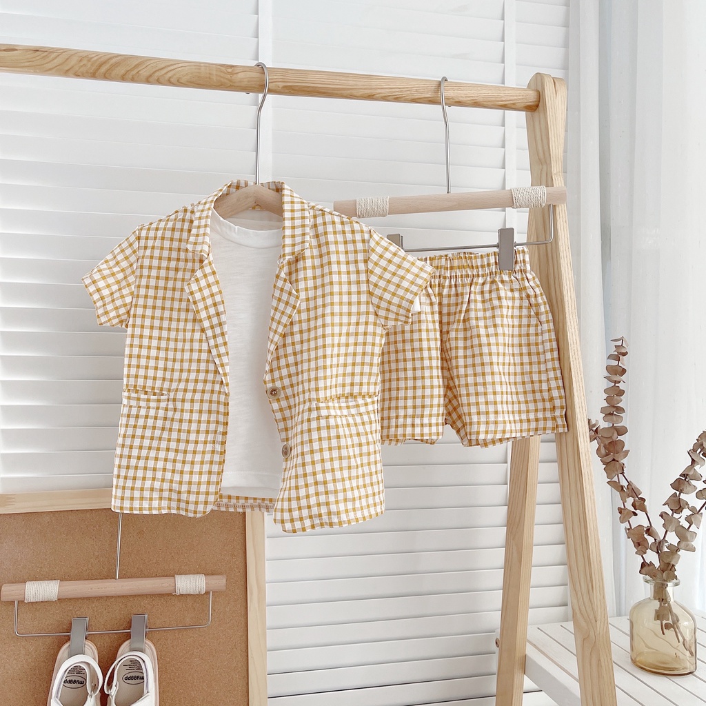 Bộ quần áo vest cộc 3 chi tiết cho bé trai 8-19kg(1-5 tuổi)