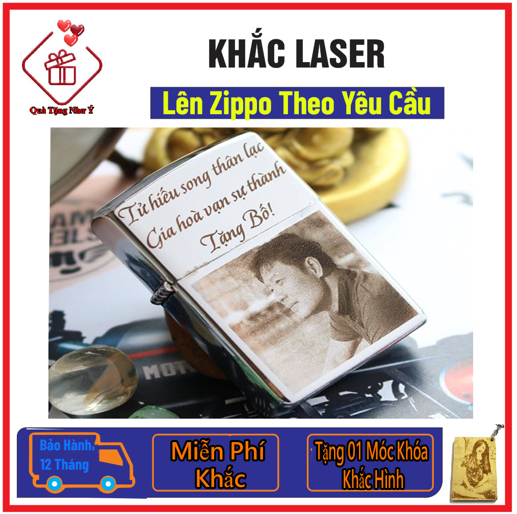 Vỏ Zippo Khắc Hình, Bật Lửa Zippo Bạc Khắc Hình, Zippo Khắc Tên - Quà Tặng Như Ý QTNY