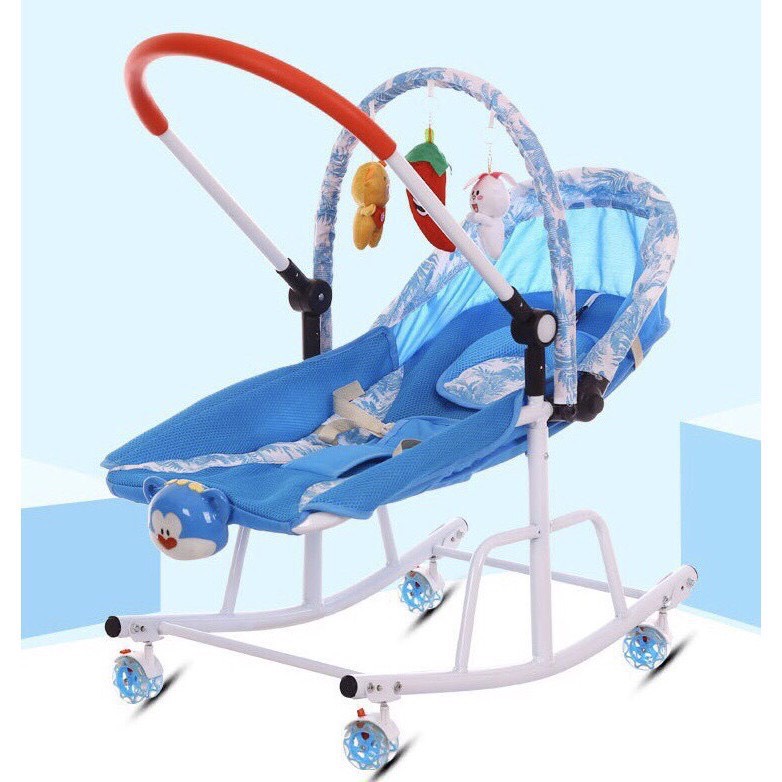 Ghế Rung Bập Bênh Đa Năng HANBEI Cho Bé CÓ NHẠC + MÀN +BÁNH XE