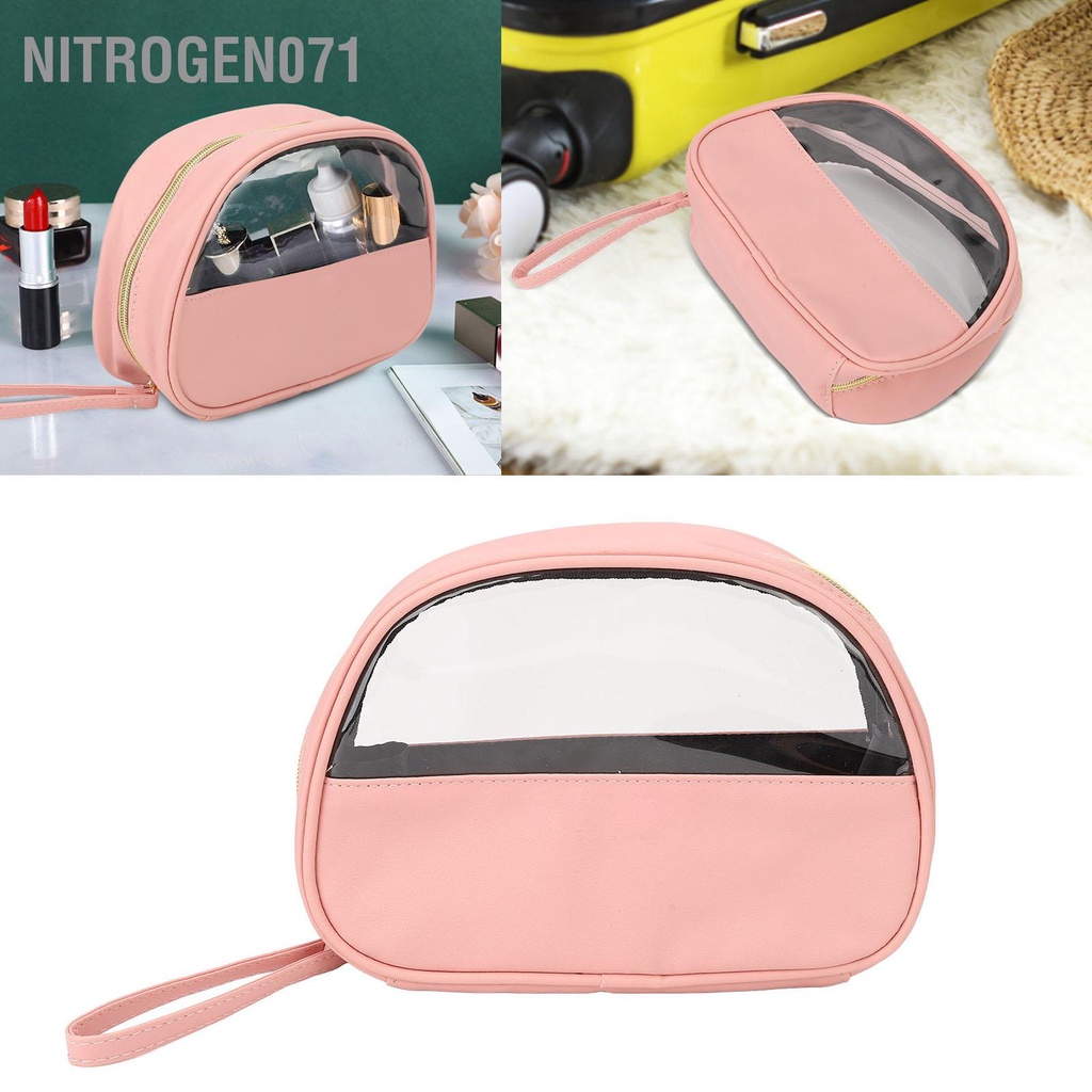 Nitrogen071 Túi mỹ phẩm Đủ sức chứa Thiết kế có thể nhìn thấy Da PU đựng đồ vệ sinh trang điểm di động để đi du lịch hàng ngày