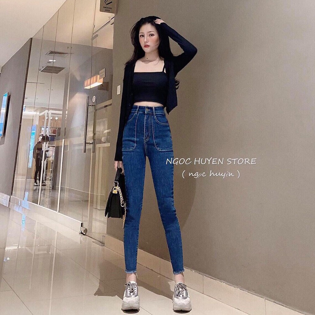 Quần jean nữ lưng cao 2 TÚI KIỂU TRƯỚC chất jean giãn tốt - 512