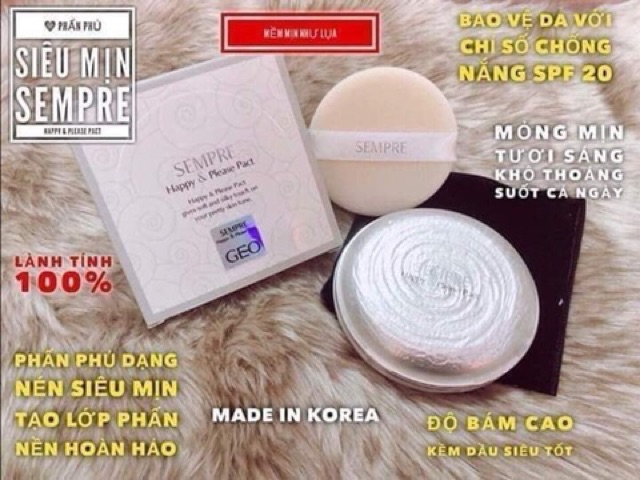 Phấn phủ Geo trắng SEMPRE Happy & Please Pact