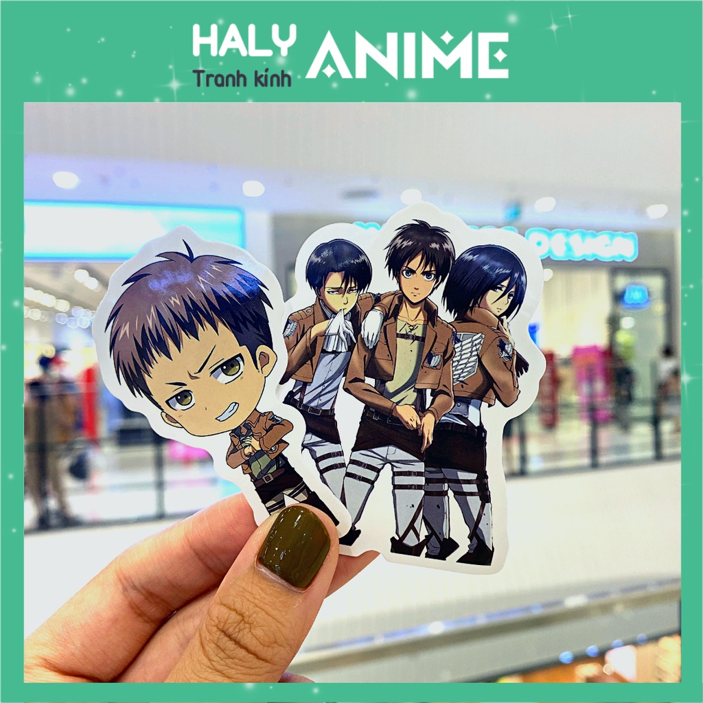 Hình dán sticker anime Attack On Titan, set stiker cute, dễ thương dán mũ bảo hiểm, vali, laptop, chống nước, bay màu