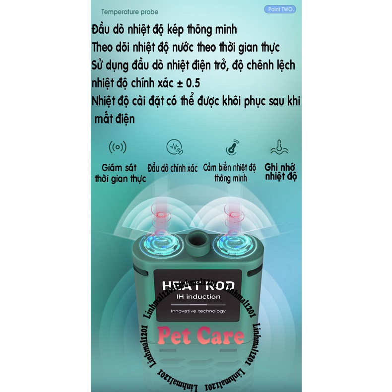 Máy sưởi bể cá rồng PTC cảm ứng IH thông minh 5G
