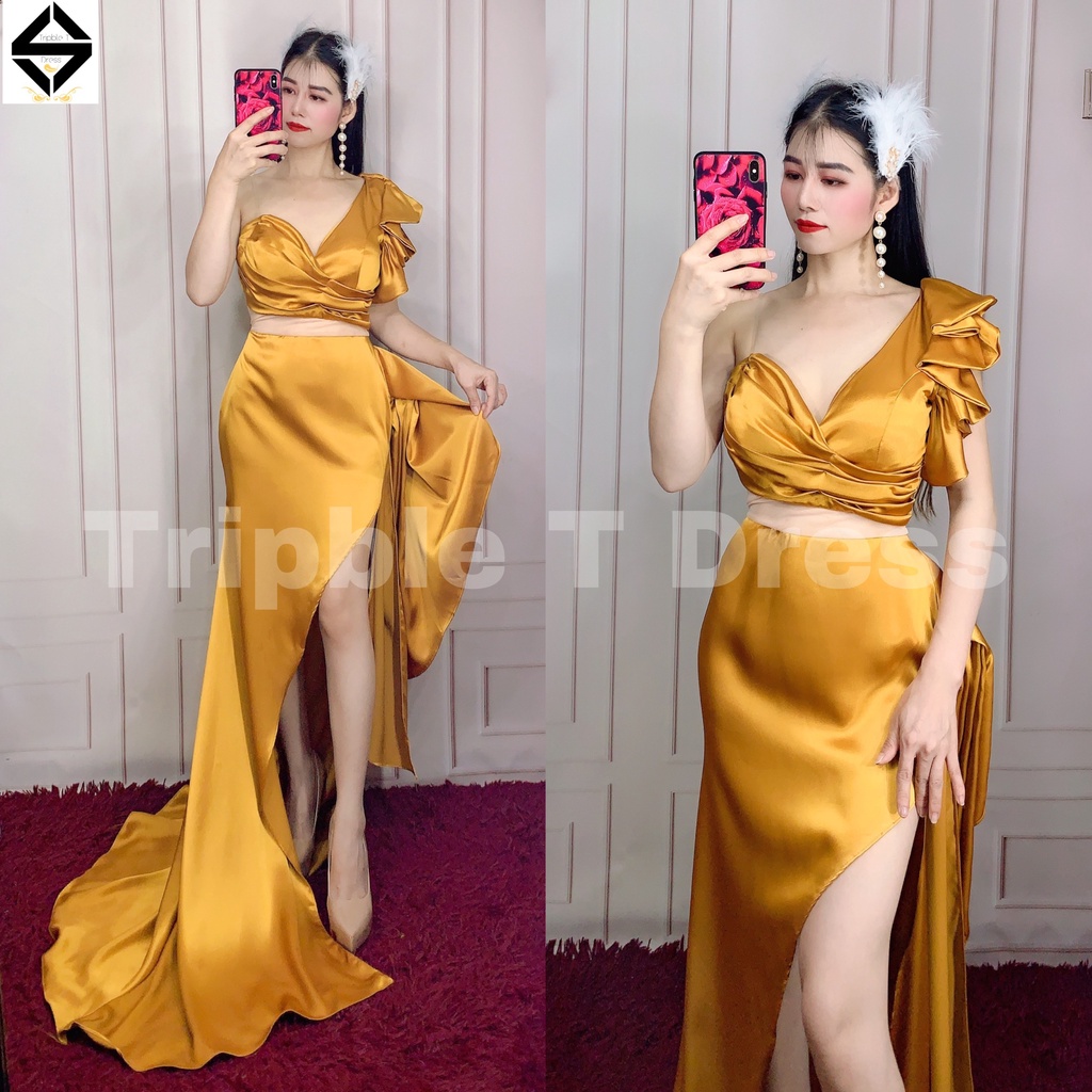 Đầm maxi dạ hội dự tiệc lưới nude eo TRIPBLE T DRESS - size S/M/L - MS396Y