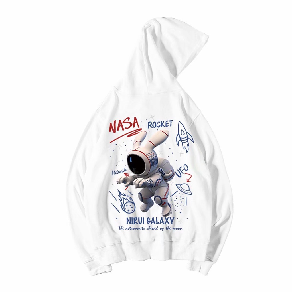 Áo hoodie dáng rộng hình phi hành gia NASA phong cách thu đông cho nam size lớn M-5XL