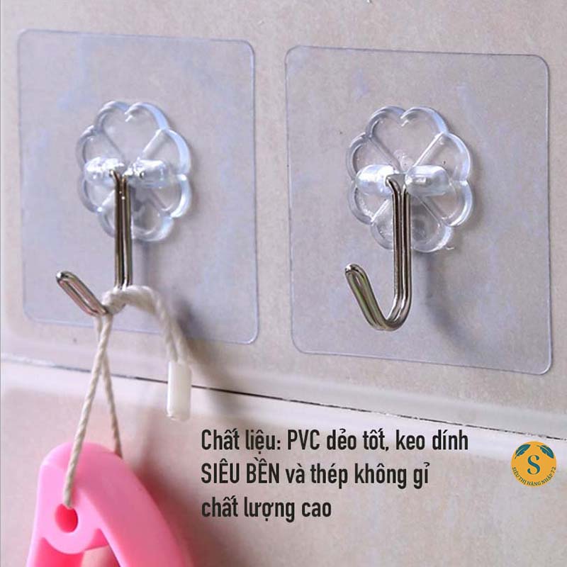 Móc Dán Tường Siêu Dính Trong Suốt Chịu Lực Tốt Treo Tường Chắc Chắn [MÓC 1K]