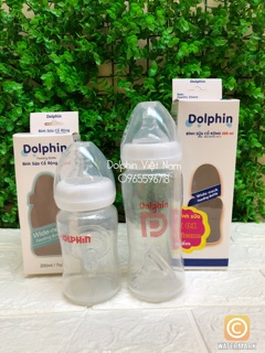 (Tặng thêm 1 núm) Bình sữa cổ rộng Dolphin 200ml/300ml