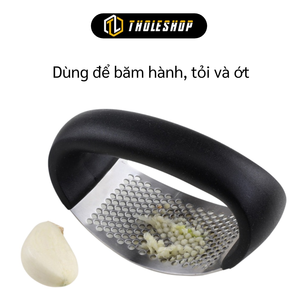 Đồ Ép Tỏi - Dụng Cụ Nghiền, Dập Tỏi, Hành, Gừng Inox Cán Đen Cao Cấp 8282