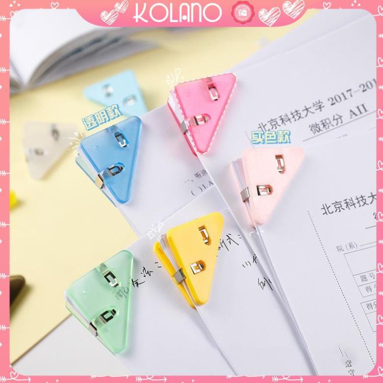 Kẹp giấy KOLANO kẹp bướm nhựa lõi thép tam giác nhiều màu độc đáo SC-001387