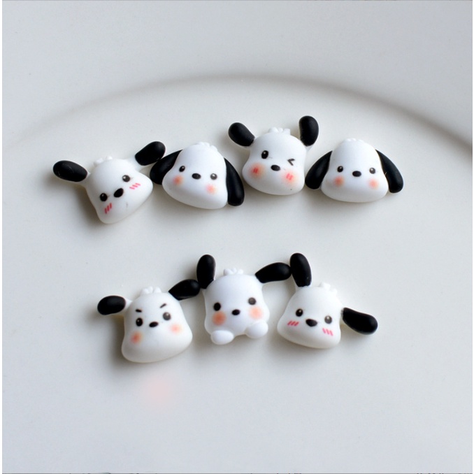 Charm chó trắng White Pupp đáng yêu vẫy tai cho các bạn trang trí bình nước, kẹp tóc, vỏ ốp điện thoại, dán Jibbitz, DIY